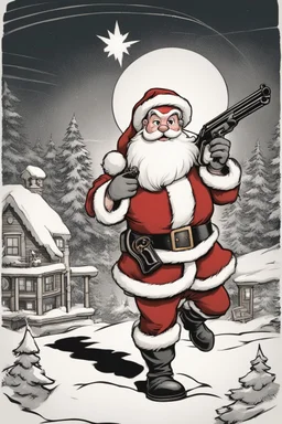 santa claus with shot gun, disney style