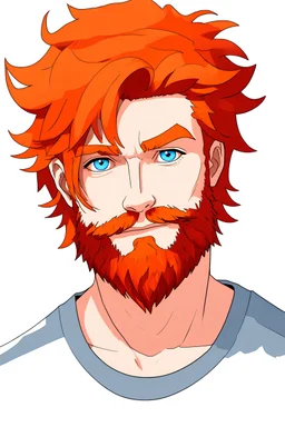 draw a redhead guy with a beard and blue eyes with