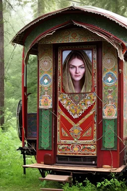 With a sense of purpose Svetlana pushed open the ornately decorated caravan door, revealing a warm interior adorned with tapestries depicting scenes of Gypsy folklore. Inside, Raul, with his weathered face and eyes that held the wisdom of countless journeys, sat in quiet contemplation. He looked up, his eyes meeting Svetlana's, and a flicker of recognition passed between them.