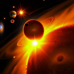 sun, planet, gas cloud, space, high detailed