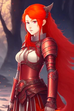 Teenaged Female Red haired kitsune paladin