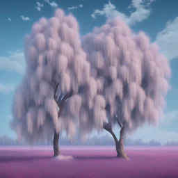 one lonely willow tree blue and pink at the end of the world