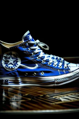 A converse sneaker, covered in Dallas cowboys theme