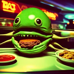 Space alien burgers on a menu.