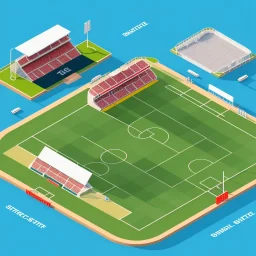 isometric architecture illustration flat design of a football stadium