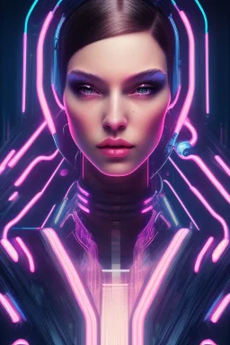 cyberpunk, head, women, portrai, tron