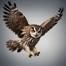 A flying Owl, photorealistic,