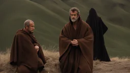 monk in brown robe and hood is mel gibson