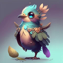 cute character design of a fantasy bird