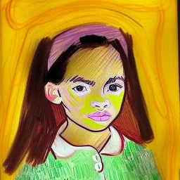 Retrato de un niña muy guapa de 6 años de nombre Dalia Santiago Arnau de estilo Vincent van Gogh