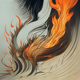 Abstract art, line art, sketch, representative, fire-like, but also wave like, growth