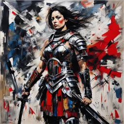 [aquqrelle by Jean-Paul Riopelle] In the midst of a raging war, amidst the clash of swords and the cries of the fallen, a figure stood tall. A woman unlike any other, her muscles rippled beneath her armor, a testament to her strength and resilience. She was a Roman Centurion, a warrior of unmatched skill, commanding respect from both friend and foe alike.