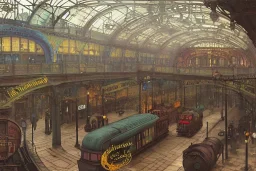  Interior Train station +Colourful city+old lamp+Bar and garden on High Bridges across Skyscraper river+canals+Gothic village+European Metropolis on sea+naples alley+Torino square+trieste canals+victorian London+decòpunk Skyscraper+ +steampunk+biopunk+alphonse mucha, greg rutkowski, matte painting, cryengine, hyper detailed, felix kelly, fantasy art, seb mckinnon