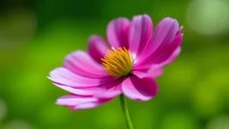Single pink Cosmo flower with blurred background