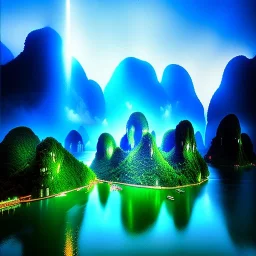 Li River, China,aerial view,extremely detailed digital painting, high resolution,8k, realistic, beautiful, volumetric lighting, mystical colors ,perfectly centered image, perfect composition, rim light, beautiful lighting,masterpiece, stunning scene, raytracing, anatomically correct, in the style Van Gogh and robert e howard and Ken Kelley and Ohrai Noriyoshi and Simon Bisley and tomzj1.