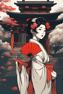 Geisha, lofi, studio ghibli style, high contrast