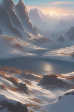 tundra landscape in the arctic, digital art, concept art, magic fantasy, vibrant colors, high contrast, highly detailed, trending on artstation, 8k, andreas rocha, sylvain sarrailh, darek zabrocki, finnian macmanus, dylan cole, liang mark, albert bierstadt, sung choi, peter mohrbacher, greg rutkowski, studio ghibli