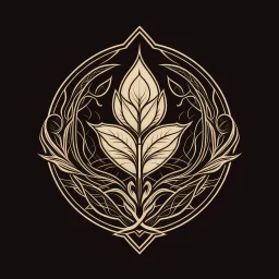 mystical simple one color Logo: botanical style, medieval