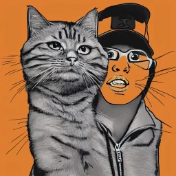 illustration of a rapper cat