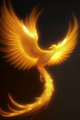 a warm, inviting luminous phoenix made of energy flying.. Use hazy soft light and an ornate Renaissance-inspired aesthetic to imbue a sense of wisdom and helpfulness.