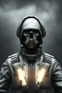 All black German soldier, head made out of white smoke, dark, rage, sorrow, high definition, ultra 8 k, volumetric lighting, blue fire, fog