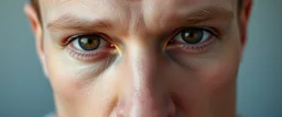 close up portrait with smooth grainy skin fine pores and real skin texture, clear transparent skin, wise eyes, hairy macho disco albino limbo