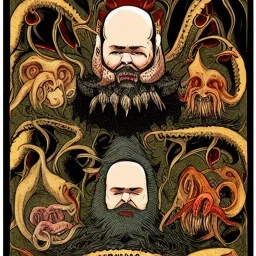 Vampire Bat face Cthulhu tentacles beard Russian Orthodox priest