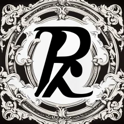 logo with the letter R end N, black and white