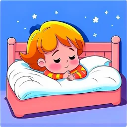 kid sleeping in her bed cartoon