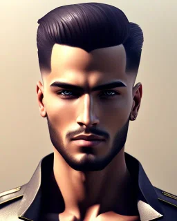 young arab human male, eyes with slick back hair, 8k resolution concept art, dynamic lighting hyperdetailed intricately detailed Splash art trending on Artstation triadic colors Unreal Engine 5 volumetric lighting Splash art fantasy