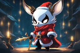 Chibi santa-claus in 8k solo leveling shadow artstyle, in the style of fairy academia, hollow knight them, mask, close picture, neon lights, intricate details, highly detailed, high details, detailed portrait, masterpiece,ultra detailed, ultra quality