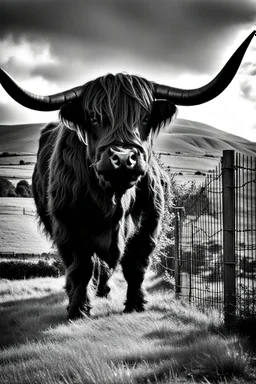 Giant black metal highland cow