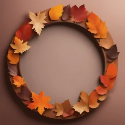 Round picture frame without content in autumn colours