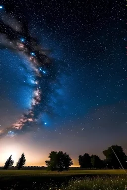 Sky with stars, Milky Way, meteor shower