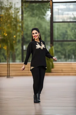 A full-body shot of a beautiful iranian lady