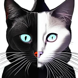 Gato branco e gato preto em forma de yingyang