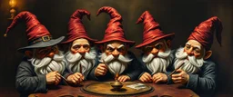 master oil painting by Rembrandt, magia mafia spy gnomes soap opera poster
