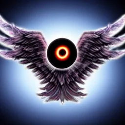 wings, freaky crazy evil eye with wings, laughing, flying, satan wings