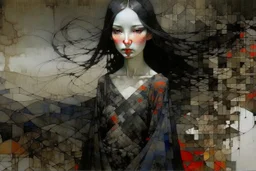 Artists Richard Burlet and Tran Nguyen…the girl from nowhere…otherworldly ethereal beauty… Shadow-Soul Black…Wanderer Ink…Dusk-Drifter Grey…Solitary Figure Umber… Modifiers: Zdzisław Beksiński Picasso naive art Henri Matisse Alex Grey Andy Warhol Paul Klee Wassily Kandinsky Otto Dix Paul Cezanne Ernst Ludwig Kirchner Tim Burton graffiti Johannes Vermeer Francis Bacon Max Ernst Pino Daeni Jasper Johns Egon Schiele Mondrian Georgia O'Keeffe M.C. Escher Yuko Shimizu Joan Miró Louis Wain Victo Ngai