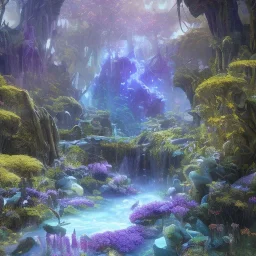  scifi landscape, bioluminsescent plants, bioluminescent flovers, 8k resolution, dynamic lighting, ultra hyperdetailed, waterfalls, ultra colourful, very small details, realistic.