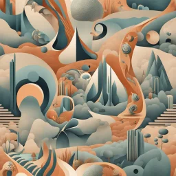 Surreal alphabet art, letters and symbols hidden in a surreal biomorphic landscape, letter shapes, maximalism, intricate detail, art deco elements.