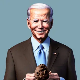 President biden holding a chocolate chocolate chip ice cream cone