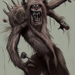 Wendigo monster with bat face and white skin as monk