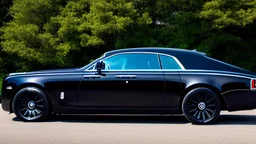 ultimate black rolls royce with Fire Livery, Rear View, 4K, Ultra Detailed