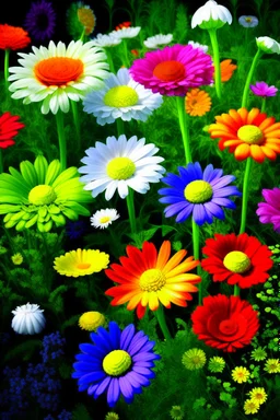 Generate an image of beautiful flowers with background of greenri