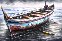 Fisherboat, realistic, colorfull, ocean, small boat, rowing boat