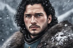 Jon Snow in 8k draw anime artstyle, winter them, close picture, fantasy world, intricate details, highly detailed, high details, detailed portrait, masterpiece,ultra detailed, ultra quality