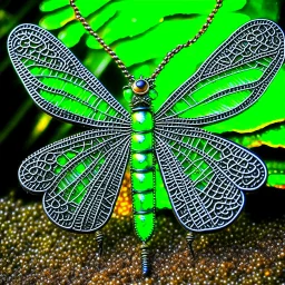 metal gothic green damsonfly wings