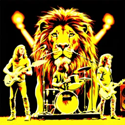 Aslan and the Warriors of Narnia performing as a rock band