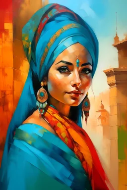 painting of orientalist, acrylic colors